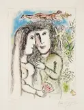 L'Ange violoniste (The Violinist Angel) (M. 833) by Marc Chagall, 1975, Lithograph in colors, on Arches paper, with full margins, sold Oct 2021