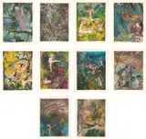 Roberto Matta, Centre Noeuds (Center Knots) (F. 88-97, S. 393-402), 1974, The complete set of 10 etching and aquatints in colors, on Arches paper, with full margins, with title page, colophon and poem by Antonin Artaud, the sheets loose (as issued), all contained in the original fabric-covered portfolio