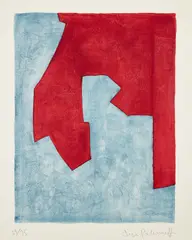 Composition rouge et bleue (Red and Blue Composition) (R. 49) by Serge Poliakoff, 1965, Lithograph in colors, on Rives BFK paper, with full margins, sold Oct 2021