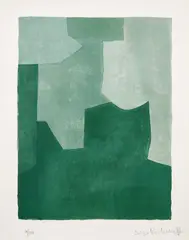 Composition verte (Green Composition) (R. 53) by Serge Poliakoff, 1966, Lithograph in colors, on Rives BFK paper, with full margins, sold Oct 2021