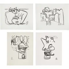 Unité: plates 1; 7; 12; and 17 by Le Corbusier, 1953/1965, Four etchings, on Rives BFK paper, with full margins, sold Oct 2021