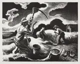 Island Hay (F. 68) by Thomas Hart Benton, 1945, Lithograph, on wove paper, with full margins, sold Oct 2021