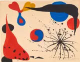 Flies in the Spider Web (Yin and Yang) by Alexander Calder, 1976, Lithograph in colors, on Arches paper, the full sheet, sold Oct 2021