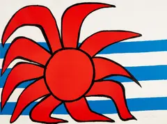 Sun and Sea by Alexander Calder, c. 1972, Lithograph in colors, on Arches paper, the full sheet, sold Oct 2021
