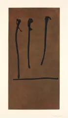 Untitled (E. & B. 138) by Robert Motherwell, 1973, Etching and aquatint in colors, on Arches Cover paper, with full margins, sold Oct 2021