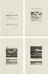Hedda Sterne, Untitled (The Vertical Horizontals I, II, IV, and V) (T. 2021-22, and 2024-25), 1967, Four lithographs, on Copperplate Deluxe paper, with full margins