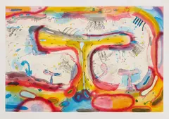 Wave (K. A13) by Carroll Dunham, 1988-90, Etching in colors, on Saunders Waterford paper, with full margins, sold Oct 2021