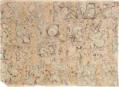 Richmond Burton, Barok Monoprint II, 2000, Drypoint with hand-coloring, on Nepal handmade paper, the full sheet