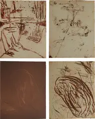 TOD cage without bars by Julian Schnabel, 1983, Three etchings and one aquatint with etching in colors, on Kozo Shoin paper, the full sheets, with two justifications, a, sold Oct 2021