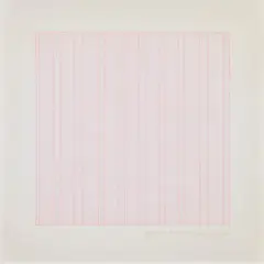 Agnes Martin, Praise, from Rubber Stamp Portfolio, 1976, Rubber stamp print in colors, on Dalton Natural Bond paper, with full margins