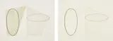 Robert Mangold, Untitled, State A (Color); and Untitled, State B (Black) (S. & S. 1988.03-1988.04), 1988, Two etching and aquatints in colors, on Somerset and D'Arches Rough paper, with full margins