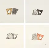 Robert Mangold, Pages, 1989, Twelve etchings in colors, on various papers, with full margins, and title page, all contained in the original beige linen colored portfolio
