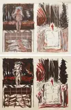 Jennifer Bartlett, In the Garden #40: Panel A; and Panel C (see O. M. 11), 1983, Two screenprints with woodcut in colors, on Echizen Hosho paper, with full margins