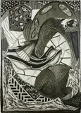 Frank Stella, The Cabin, Ahab and Starbuck, from Moby Dick Engravings (A. & K. 203), 1991, Etching, aquatint and relief, on white TGL handmade paper, the full sheet