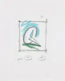 Claes Oldenburg, Sketch for a Sculpture in the Form of a Steel Tack, from Marginalia: Hommage to Shimizu (A. & P. 176), 1981, Etching and aquatint in colors, on Barcham Green paper, with full margins