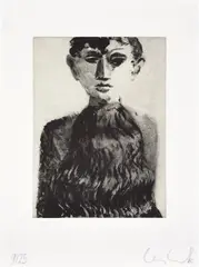 Lenz Geerk, Cathy and Heathcliff, 2019, The complete set of one etching, on wove paper, with full margins, contained in the original gold cloth-covered portfolio with embossed title and artist's name, accompanied by a special edition of Emily Brontë's Wuthering Heights in English and German, with illustrations by Geerk
