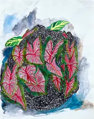 Vaughn Spann, Strange Bloom #4, 2018, Watercolor painting with graphite and highlighter on wove paper