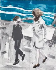 John and Jackie by Elizabeth Peyton, 2000, Lithograph in colors, on wove paper, the full sheet,, sold Oct 2021