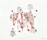The Perfumed Garden by Ghada Amer and Reza Farkhondeh, 2005, Lithograph with digitized sewing in colors, with fabric Chine collé to wove paper, with full margins, sold Oct 2021