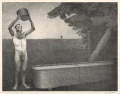 Sultry Night (C. 6) by Grant Wood, 1939, Lithograph, on wove paper, with full margins, sold Oct 2021