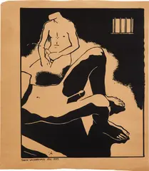 David Wojnarowicz, Jean Genêt Masturbating in Metteray Prison, 1983, Stencil, on wove paper, with margins