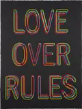 Hank Willis Thomas, Love Over Rules, 2020, Screenprint in colors, on black wove paper, the full sheet