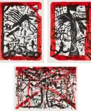 Jonathan Meese, Der goldene Hades I-V, 2005, The complete set of three lithographs in colors, on Rives BFK paper, the full sheets and with full margins, lacking the original grey linen portfolio