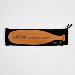 Untitled (Paddle for Artist's Space) by Mike Kelley, 1992, Screenprint on wood with leather hanging rope, with accompanying black fabric bag, sold Oct 2021