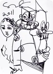 Untitled (Mental States playing card drawing) by George Condo, 2011, Ink drawing, on a playing card with accompanying limited edition set of playing cards, all contained in the original pur, sold Oct 2021