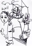 George Condo, Untitled (Mental States playing card drawing)