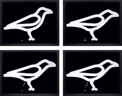 Crow excreting by Julian Opie, 2018, Continuous computer animation on LCD screen, with all electrical components, mounting hardware and contained in the orig, sold Oct 2021