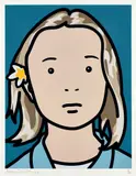 Elena, schoolgirl (with lotus blossom) (C. 103) by Julian Opie, 2006, Screenprint in colors, Somerset Satin paper, with full margins, sold Oct 2021