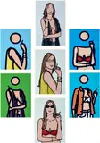 Julian Opie, Twenty Six Portraits, 2006, The complete book of 26 prints in colors, including five screenprints tipped-in and five Lambda prints, and 16 lithographs, bound (as issued), on wove paper, the full sheets, with text by the artist, bound in the original cloth cover, contained in the original navy silk-covered slipcase