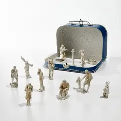 Paweł Althamer, Retrospective, 2008, The complete set of 12 tin figures all contained in the original custom-made blue cardboard suitcase