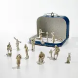 Paweł Althamer, Retrospective, 2008, The complete set of 12 tin figures all contained in the original custom-made blue cardboard suitcase