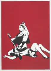 Queen Vic by Banksy, 2003, Screenprint in colors, on wove paper, with full margins, sold Oct 2021