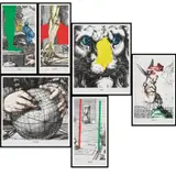 Engravings with Sounds: Sob, Grunt, Clack, Sneeze, Urg, Toot by John Baldessari, 2015, The complete set of six archival inkjet prints, on wove papers, the full sheets, offered Oct 2021