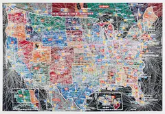 Paula Scher, USA Airline Routes, 2020, Digital pigment print in colors, on wove paper, with full margins