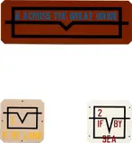 Lawrence Weiner, Untitled, 1991, The complete set of three screenprints and baked enamel multiples in colors, on steel, the full sheets, all contained in the original cream colored heavy box with screenprinted title