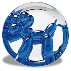 Balloon Dog (Blue) by Jeff Koons, 2002, Porcelain multiple painted in chrome, contained in the original foam-lined cardboard box with printed artist's name, lac, sold Oct 2021