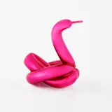 Jeff Koons, Balloon Swan (Magenta), 2019, Porcelain multiple painted in chrome, contained in the original Styrofoam-lined boxes with silver printed signature