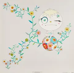 Genki Ball by Takashi Murakami, 2001, Offset lithograph in colors, on smooth wove paper, the full sheet, sold Oct 2021