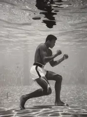 Flip Schulke, Ali Underwater, 1961, Gelatin silver print, printed later, mounted