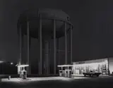 George Tice, Petit's Mobil Station and Watertower, Cherry Hill, New Jersey