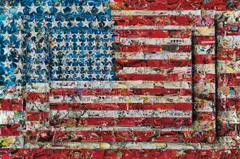 Vik Muniz, Three Flags, after Jasper Johns from Pictures of Magazines 2, 2014, Chromogenic print