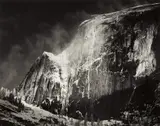 Half Dome, Blowing Snow, Yosemite National Park, California by Ansel Adams, circa 1955, Gelatin silver print from Portfolio VII , printed 1976, sold Apr 2021