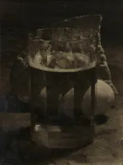 Still Life with Glass, Egg and Bread by Josef Sudek, circa 1951, Pigment print, hinged to black paper and mounted within a paper presentation folder, offered Oct 2021