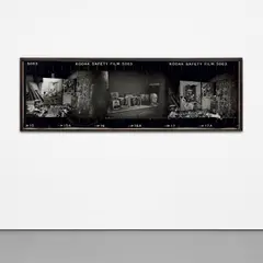 Peter Beard, Prometheus figure with vultures feeding . . . Bacon Studio @ 7 Reece Mews, London SW7, 1976, Unique gelatin silver print, with paint and affixed photographs and magazine clippings, executed later