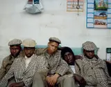 Loyiso Mayga, Wandise Ngcama, Lunga White, Luyanda Mzantsi, Khungsile Mdolo after their initiation ceremony, Mthatha, South Africa by Pieter Hugo, 2008, Chromogenic print, sold Oct 2021