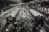 Churchgate Station, Western Railroad Line, Bombay, India by Sebastião Salgado, 1995, Gelatin silver print, printed later, sold Oct 2021